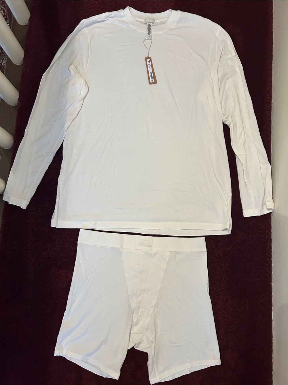 SKIMS Boyfriend Long Sleeve Top & Boxer Set